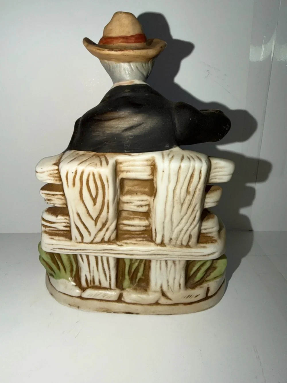 Vintage Porcelain Old Man Playing Fiddle Figurine with Dog on Bench - Picture 5 of 9